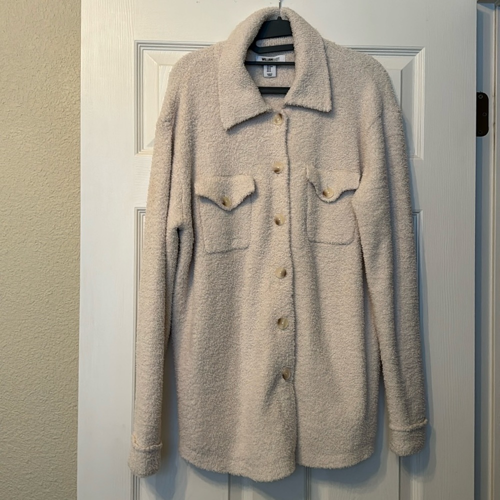 William Rast Cream Colored Fuzzy Shacket